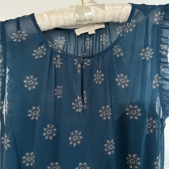 Loft Size: L Teal Medallion Print Sleeveless Dress - Picture 3 of 6